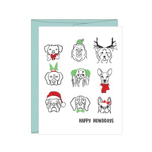 Carte de voeux Happy Howlidays Letterpress, carte de joyeuses fêtes, carte de Noël pour les amoureux des chiens