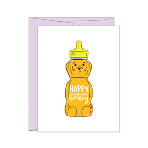 Tarjeta de felicitación de aniversario de tipografía - feliz aniversario miel, linda tarjeta de aniversario, aniversario de boda