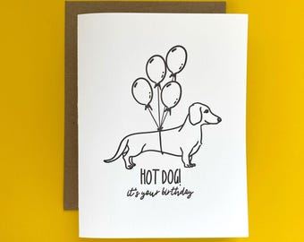 Dachshund Birthday Card: Funny Dog Lover Letterpress Greeting