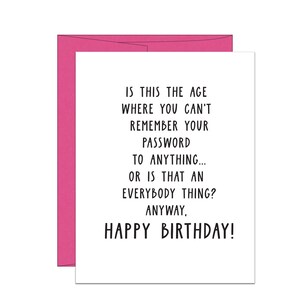 Mot de passe oublié : anniversaire carte typographique | Carte d'anniversaire amusante