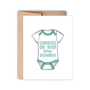 Letterpress Baby Grußkarte, Glückwunsch zu Ihrem neuen Mitbewohner, Glückwunsch-Babypartykarte Junge oder Mädchen, Lustige Babykarte, Baby / Erwartet