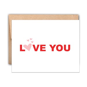 Letterpress Valentinstag Karte, liebe dich, süße Valentinstag Karte, Karte für ihn, Karte für sie, Jubiläumskarte, Valentinstag