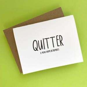 Carte de retraite, carte de retraite amusante, renoncement - Je veux dire bonne retraite, carte pour collègue, carte de voeux typo