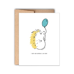 Birthday Letterpress Greeting Card: Birthday on Point, Cute Birthday Wishes, Porcupine Birthday Card, Funny Birthday Card image 1