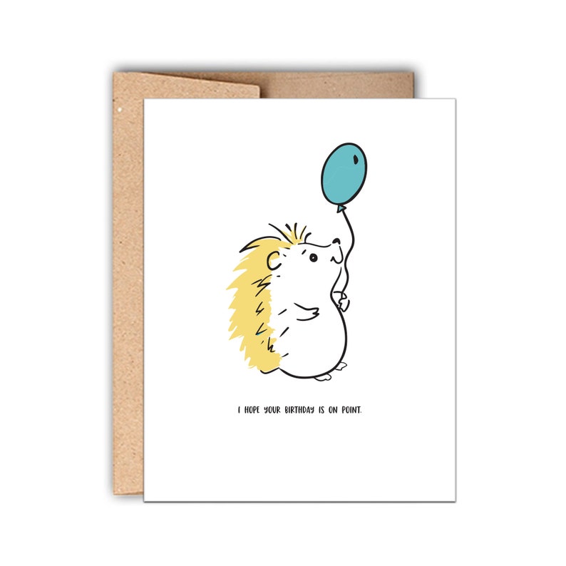 Birthday Letterpress Greeting Card: Birthday on Point, Cute Birthday Wishes, Porcupine Birthday Card, Funny Birthday Card image 1