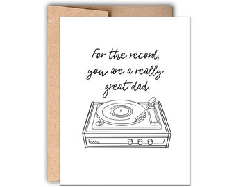 Letterpress Father's Day Card, For the Record I Think you are a Really Great Dad, Card for Him, Card for Dad