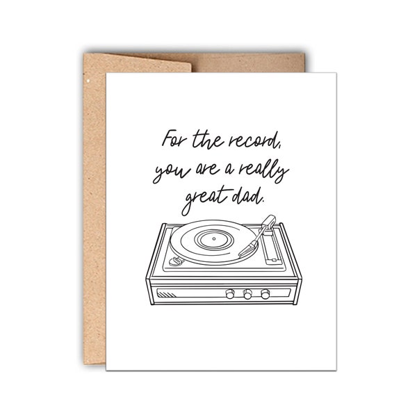 Letterpress Father's Day Card, For the Record I Think you are a Really Great Dad, Card for Him, Card for Dad