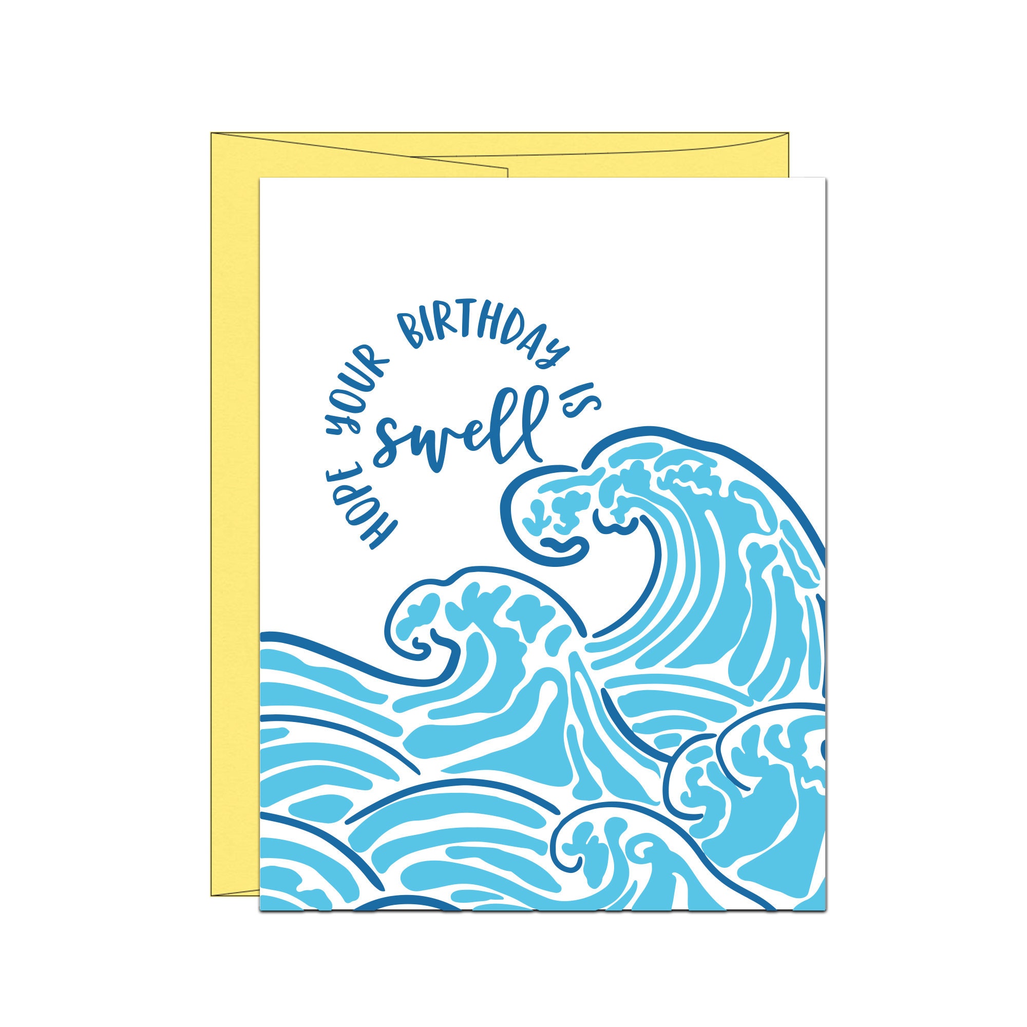 Happy Birthday Letterpress Card Hope your Birthday is Swell Ocean Themed Birthday Summer Birthday Card