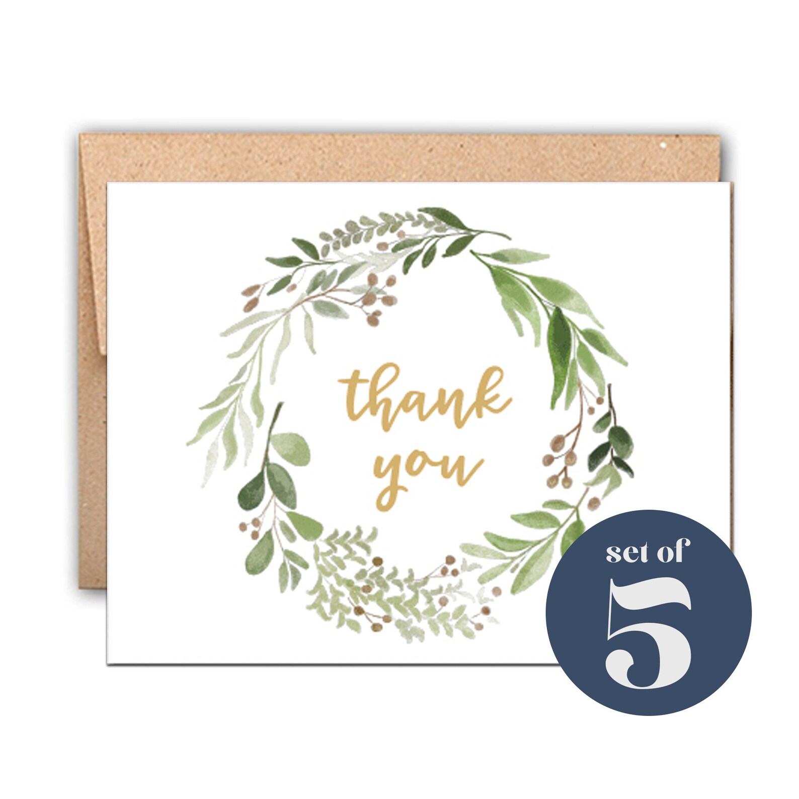Letterpress Thank You Card Set Watercolor and Letterpress Etsy