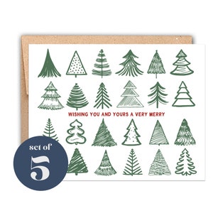 Deseándole a usted y a los suyos una tarjeta de tipografía muy feliz, una linda tarjeta de Navidad, un juego de tarjetas navideñas de 5