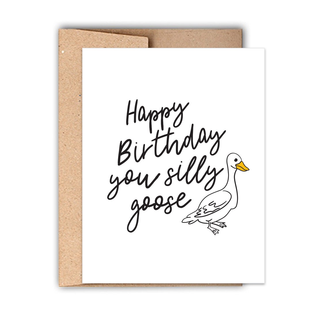 Silly Goose Letterpress Birthday Card - Unique Friend Card - Etsy