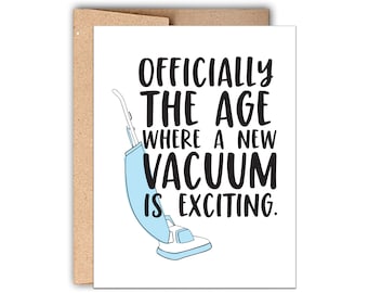Funny Vacuum Birthday Card: Letterpress Printed on Cotton