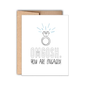 Carte de fiançailles typographique, OMG, vous êtes fiancés, félicitations pour mariage, carte de fiançailles, carte pour la mariée, mariage d'un meilleur ami