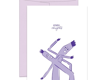 OMG. Congrats | Wacky Wavy Inflatable Tube Man | Funny Letterpress Congratulations Card