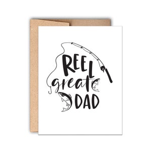 Letterpress Father’s Day Card, Reel Great Dad, Papa pêcheurs, Carte pour papa