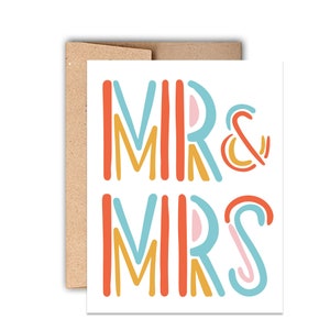 Carte de mariage de M. et Mme typographique, carte de jeunes mariés, carte de fiançailles