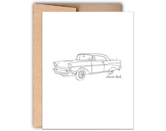 Letterpress Father's Day Card, Classic Dad, Dad Loves Cars, Card for Him, Card for Dad