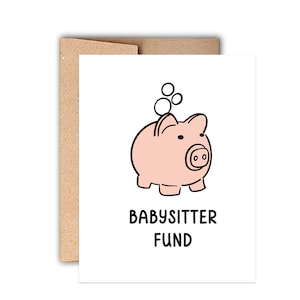 Babysitter Fund Letterpress Baby Shower Card | Carte de douche de bébé non genrée