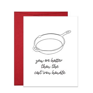 Letterpress Valentinstag Karte, heißer als Gusseisen Griff, Karte für Ihn, Karte für Sie, Valentinstag Humor