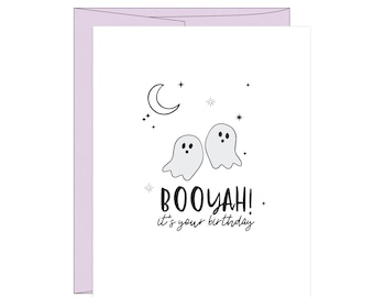 Booyah! It's Your Birthday | Letterpress Birthday Card | Ghost Birthday Card | Fall Birthday Card | Best Friend Birthday | Halloween