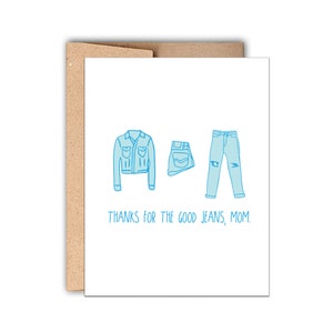 Muttertags Letterpress Karte, Danke für die gute Jeans Mama, Lustige Muttertagskarte, Karte für Mama