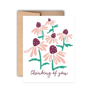 Je pense à vous carte de voeux typographique | carte d'encouragement | Carte de sympathie