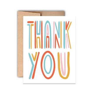 Danke Letterpress Karte, bunte Dankeschön-Karte im Retro-Stil
