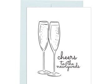 Cheers Newlyweds Letterpress Wedding Card