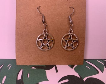 Pentagram earrings gothic alternative pastel goth rave spooky accessories jewelry