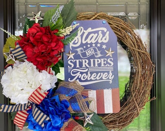 Patriot Hydrangea Wreath