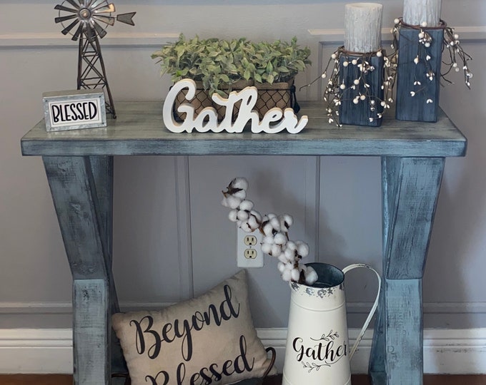 Country Blue Entryway Table Etsy