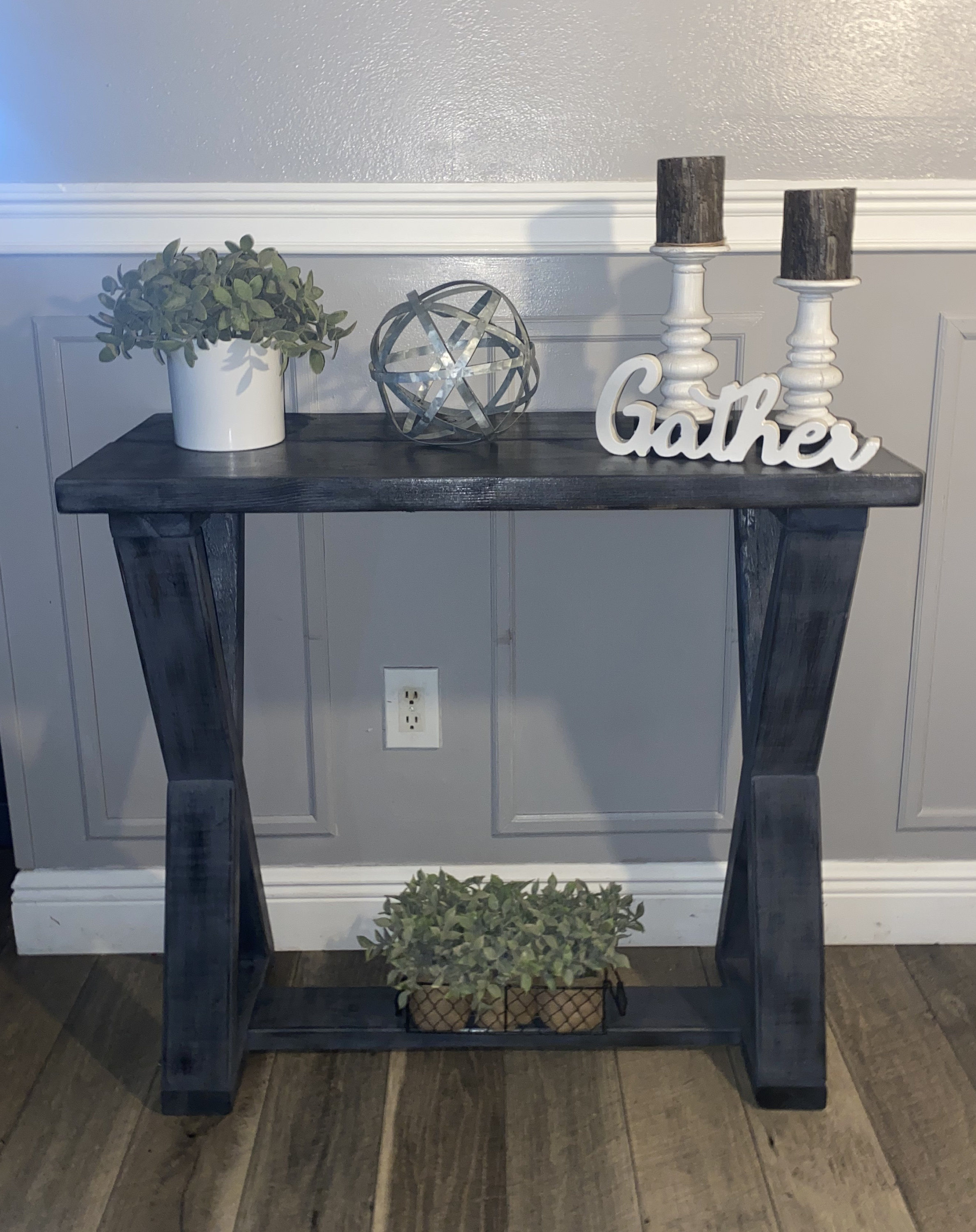 Dark gray rustic entry table 36X12X32 Etsy