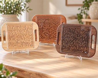 Double-Sided Wooden Maze Game – Solid Hardwood Labyrinth Puzzle, Screen-Free Gift for Kids & Adults