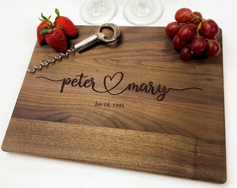 Personalized Cutting Board, Custom Engraved Cutting Board with Couple's Name, Engagement Gift, Anniversary Gift, Wedding Gift