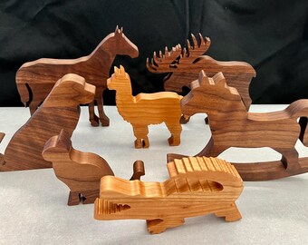 Handcrafted Wooden Animal Toy – Rustic Style for Nursery and Home Decor
