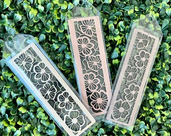 Set of 3 Wooden Bookmarks – Laser-Cut Flower Patterns - Maple, Cherry, or Walnut