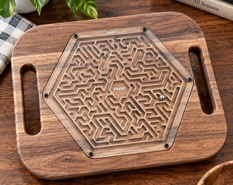 Wooden Marble Maze Game – Large Hexagon Labyrinth Puzzle for Kids & Adults