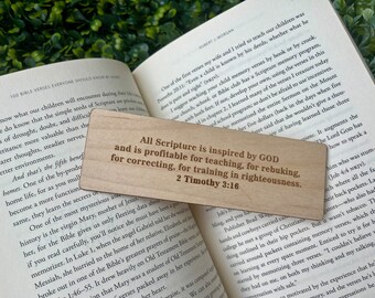Engraved Wood Bible Bookmark: Personalized Verse, Religious Gift