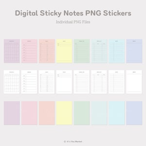 Digital Planner Sticky Notes PNG Stickers for iPad GoodNotes, Notability, Note Shelf