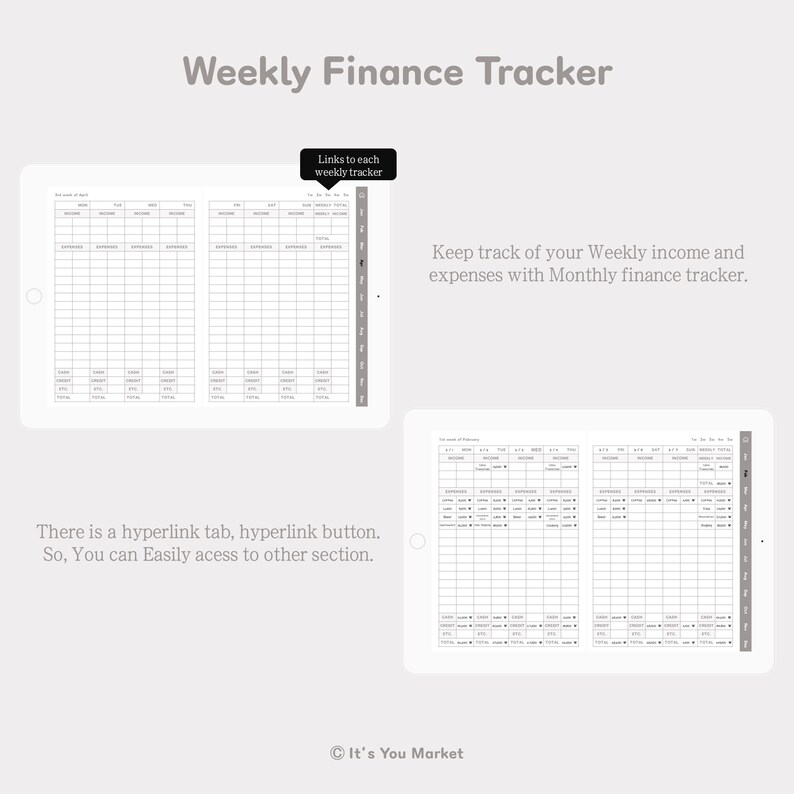 Digital Finance Tracker, Weekly Expenses Planner, Digital Budget