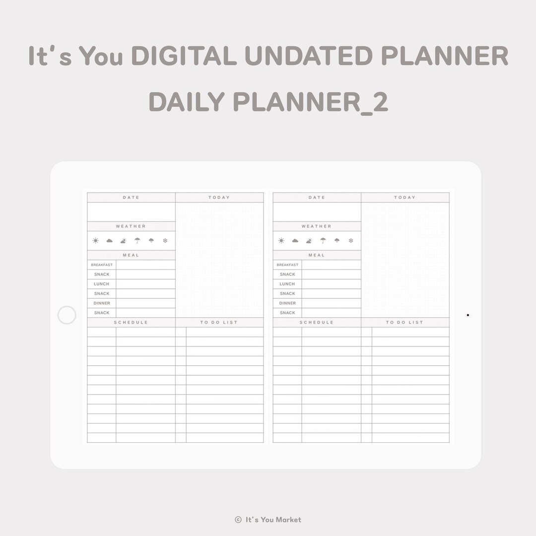Undated Digital Daily Planner for Goodnotes, Notability, Noteshelf iPad ...