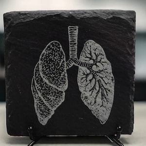 Pulmonalsystem Lunge Anatomie Laser gravierte Schieferuntersetzer - 4er-Set, Medizinstudierende Geschenk, Rad-Tech-Geschenk, Lungenkunst, Arztgeschenk