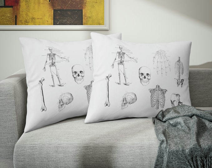 Human Skeleton Anatomy Pillow Sham - (Pillow not included) Unique radiology decor, Radiology lounge decor, Rad tech decor