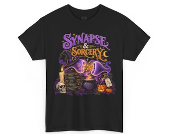 Synapse & Sorcery Halloween Neuroscience Shirt, Neurotransmitter Brain Science Tee, Neuroscientist Neurology Student Gift