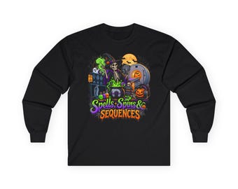Spells, Spins & Sequences Long Sleeve Shirt – MRI Tech Halloween Tee, Radiology Witch Shirt