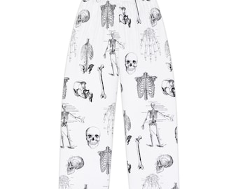 Rest in Style: Women's Pajama Pants with Intricate Skeleton Anatomy Print
