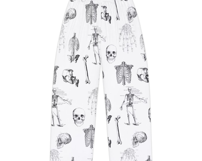 Rest in Style: Women's Pajama Pants with Intricate Skeleton Anatomy Print
