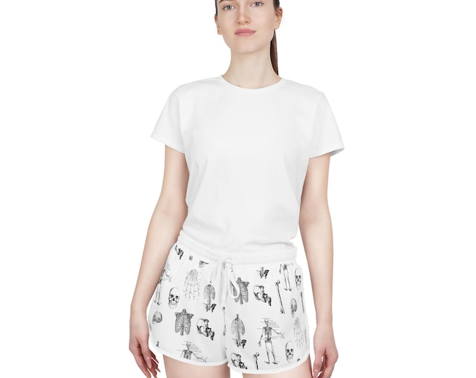 Skeleton Print Lounge Shorts - Gift for Rad Techs, Doctors - Bone Print Loungewear, Healthcare Pajama Pants, Anatomy Sleep Shorts