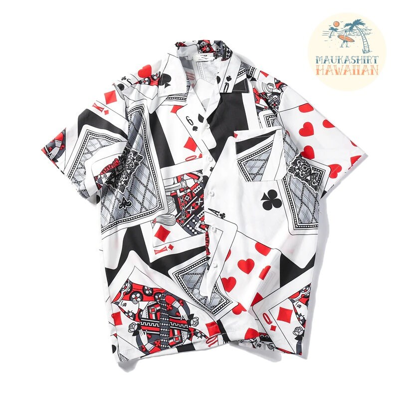 Hawaiian Style Poker Full Print Men Beach Shirt 2021 Summer | Etsy