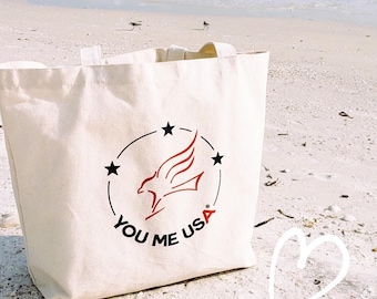 USA Patriotic Canvas Tote Bag, Made in USA